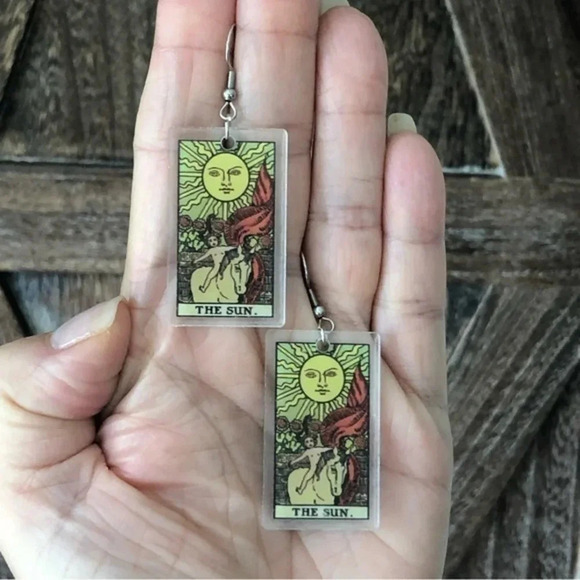“The Sun” Tarot Card Handmade Drop Earrings - Picture 1 of 4
